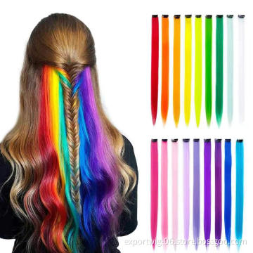 Clip Hair Synthetic Fiber Hair Extensions Multi Colors Colorful Clip Hairpiece For Women Girls and Kids In Festival Party
